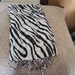 Zebra Print Scarf with Fringe